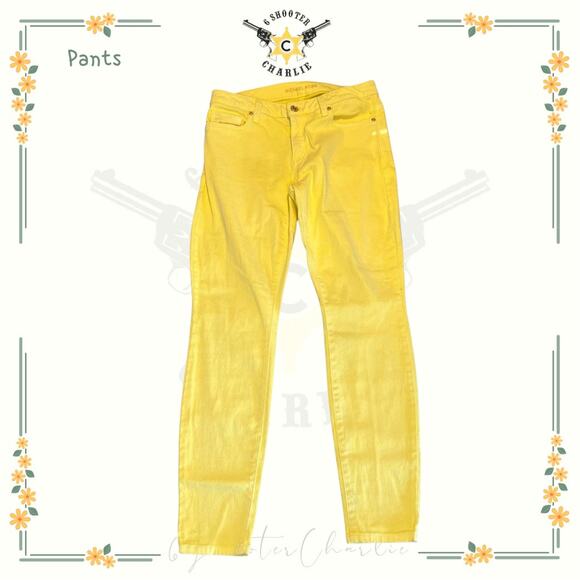 Michael Kors Womens Izzy Skinny Leg Jeans Denim Mid Rise Stretch Yellow Size 4 - Picture 1 of 7